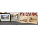 Group of small furnishing pictures being watercolours, various: landscapes, snow scene etc.