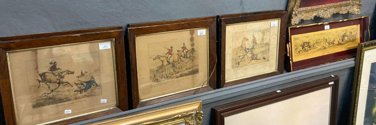 After Alkin, set of six framed hunting prints, various dated 1832, in rosewood frames. 27x32cm