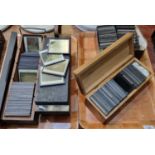 Large collection of Victorian glass magic lantern slides, varying genres to include: figures,