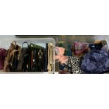 Box of assorted vintage ladies' handbags together with a box of vintage scarves etc. (2) (B.P. 21% +