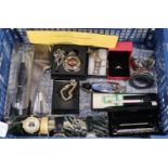 Collection of assorted writing instruments, modern dress watches, Harley Davidson pocket knife,