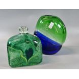 Skrdlovice Glassworks vase by Ladislav Palecek in cobalt blue green and clear glass. 16cm high