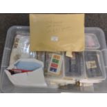 Plastic box with all world selection of stamps in packets, envelopes, small plastic boxes and loose,