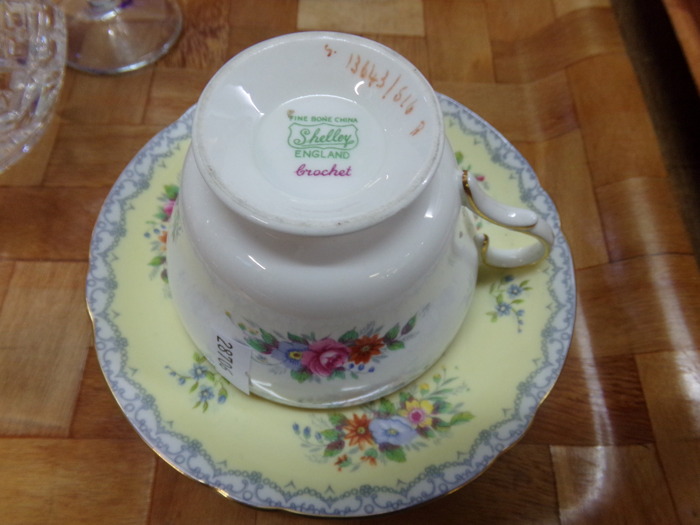 Four Shelley 'Crochet' fine bone china cabinet cups and saucers. (B.P. 21% + VAT) - Image 8 of 9