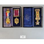 Silver gilt Masonic jewels, one Buffalos, for Sir E Sassoon Lodge together with another jewel R.