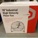 Brand new 18" industrial high velocity floor fan by 'Master Pro' in original box. (B.P. 21% + VAT)