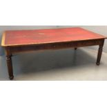 Victorian mahogany library/partners desk, the leather inset and moulded top above an arrangement