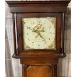 Late 18th century Welsh oak thirty hour Cottage long case clock, having flat hood above square