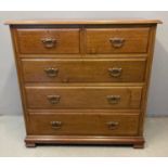 Late 19th century mahogany straight front chest of drawers, the moulded top above a bank of two