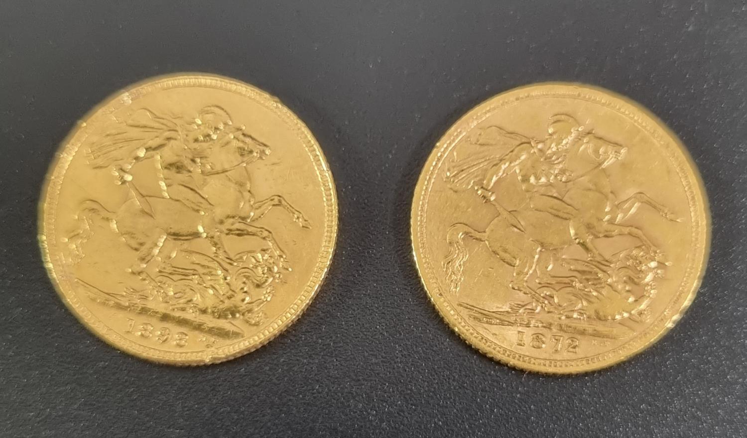 Two Victorian gold sovereigns dated 1872 and 1898. (2) (B.P. 21% + VAT) - Image 2 of 2