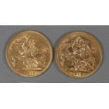 Two gold full sovereigns dated 1913 and 1915. (2) (B.P. 21% + VAT)