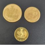 Three Republic of Malta gold coins, LM 1972, LM10 1972 and LM5 1972. 21g approx. (3) (B.P. 21% +