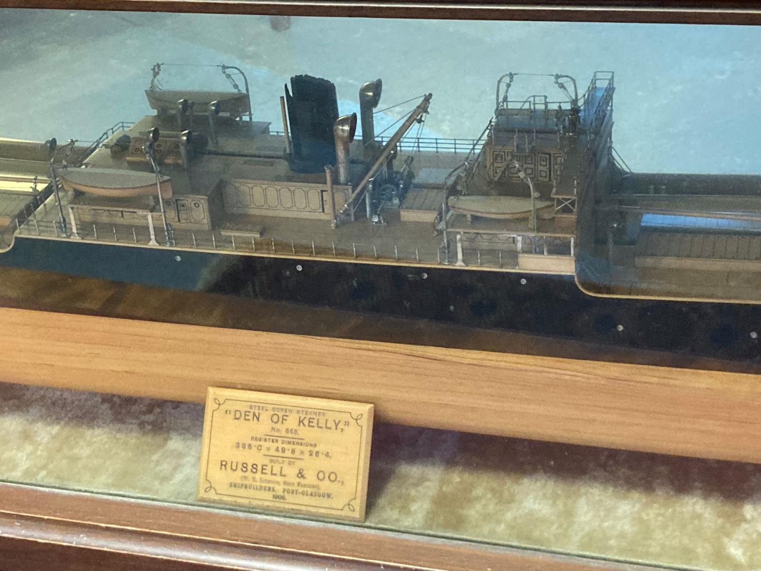 Early 20th century cased half block ship builder's model of the 'steel screw steam freighter 'Den of - Image 3 of 8