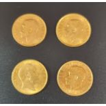 Four gold half sovereigns dated 1905, 1913, 1914 and 1915. (4) (B.P. 21% + VAT)