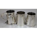 Three silver christening mugs, 19th and 20th century, Chester and London hallmarks. 19troy ozs
