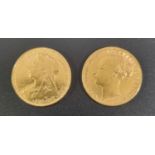 Two Victorian gold sovereigns dated 1872 and 1898. (2) (B.P. 21% + VAT)