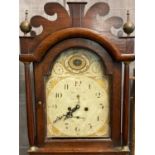 Early 19th century welsh oak eight day two train long case clock with original painted face having