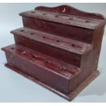19th century Welsh painted pine traditional three tier fifteen section spoon rack. 36x21x23.5cm