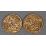 Two gold full sovereigns dated 1915 and 1964. (2) (B.P. 21% + VAT)