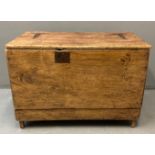 19th century rustic farmhouse pine corn bin, of rectangular form, the moulded top with iron hooks