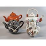 A collection of four Chinese porcelain teapots, of small baluster and other forms, all late Qing