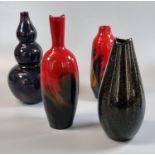 Collection of Royal Doulton Flambe vases, to include: Veined Vase No. 1603, another similar numbered