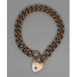 9ct gold hollow curb link bracelet with heart shaped clasp. Approx weight 21.9 grams. (B.P. 21% +