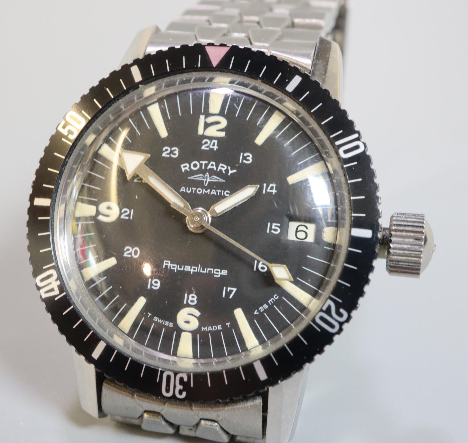 Rotary 'Aquaplunge' automatic diver's style gents wristwatch with black face having Arabic and baton - Image 2 of 3