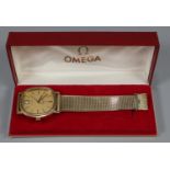 Omega de Ville automatic gold plated gents wristwatch with gilt face having baton numerals, sweep