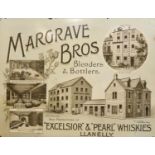 Vintage enamel sign, 'Margrave Bros, Blenders and Bottlers, Sole Proprietors of 'Excelsior' and '