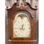 Early 19th century North West of England oak eight day long case clock, having broken swan neck