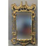 19th century Chinese Chippendale design gilt framed pier glass, overall with 'C' scroll and