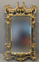 19th century Chinese Chippendale design gilt framed pier glass, overall with 'C' scroll and
