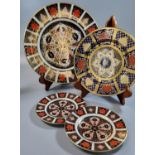 Collection of eight Royal Crown Derby bone china Imari design plates/dishes of varying designs and