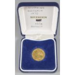 Victorian gold full sovereign, the box marked 1870 Australia. (B.P. 21% + VAT)