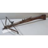 Unusual small 18th century bullet crossbow by 'Sykes of Dronfield' having hardwood stock with steel