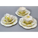 Late 19th century thirty two piece 'The Foley China ' part tea set by 'Wileman & Co.' decorated with