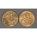 Two gold full sovereigns dated 1927 and 1931. (2) (B.P. 21% + VAT)