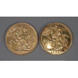 Two gold full sovereigns dated 1900 and 1910. (2) (B.P. 21% + VAT)