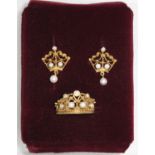 Diamond and pearl crown ring and earrings set in 18ct gold. 'The Royal Crown Tiara and Earrings'