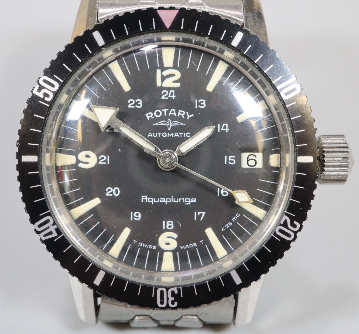 Rotary 'Aquaplunge' automatic diver's style gents wristwatch with black face having Arabic and baton - Image 3 of 3