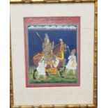 Indian Mughal school, study of a mounted warrior in ornate costume, the horse with decorative