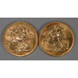 Two full gold sovereigns dated 1927 and 1928. (2) (B.P. 21% + VAT)