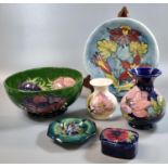 Collection of Moorcroft Art Pottery tube lined items, to include: Anemone circular bowl diameter