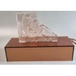 Etling, an Art Deco glass figural sculpture, 1930's, frosted glass moulded in shallow relief with
