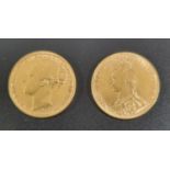 Two Victorian gold full sovereigns dated 1877 and 1892. (2) (B.P. 21% + VAT)