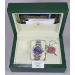 Rolex Oyster Perpetual 1501stainless steel bracelet wristwatch , No. 4414662, having blue face