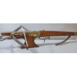 Late 17th/early 18th century Flemish target crossbow with full walnut stock, having steel bow,