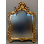 Rococo style gilt framed mirror, the dome top and frame overall decorated with moulded