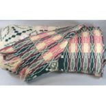 Vintage woollen Welsh tapestry fringed edge blanket or carthen with Derw label. (B.P. 21% + VAT)